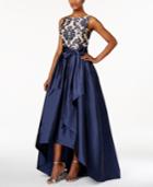 Adrianna Papell Embroidered-lace Tafetta Gown
