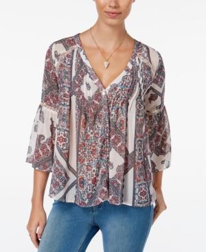 Jessica Simpson Skip Printed Peasant Blouse