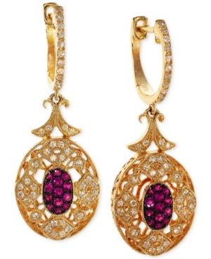 Effy Ruby (1/5 Ct. T.w.) And Diamond (1/3 Ct. T.w.) Earrings In 14k Gold