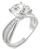 Moissanite Round Solitaire With Sides Ring (2-9/10 Ct. Tw.) In 14k White Gold