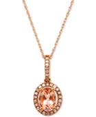 Morganite (7/8 Ct. T.w.) And Diamond (1/5 Ct. T.w.) Halo Pendant Necklace In 14k Rose Gold