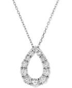 Diamond Open Teardrop Adjustable Pendant Necklace (1-1/6 Ct. T.w.) In 14k White Gold