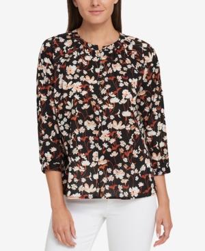 Tommy Hilfiger Cotton Floral-print Blouse, Created For Macy's