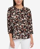 Tommy Hilfiger Cotton Floral-print Blouse, Created For Macy's