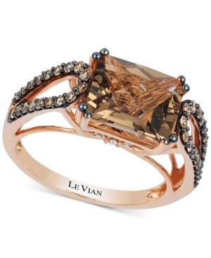 Le Vian Chocolatier Chocolate Quartz (2-9/10 Ct. T.w.) And Diamond (3/8 Ct. T.w.) Ring In 14k Rose Gold