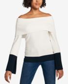 Tommy Hilfiger Colorblocked Off-the-shoulder Sweater, Created For Macy's