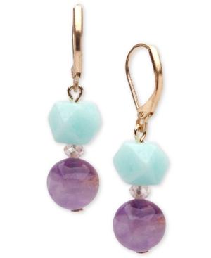 Lonna & Lilly Gold-tone Double Stone Drop Earrings