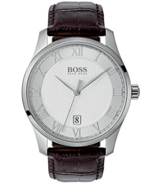Boss Hugo Boss Men's Master Brown Leather Strap Watch 41mm