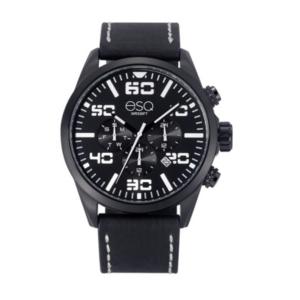 Men's Esq0021 Multi-function Black Ip Stainless Steel Watch, Black Dial