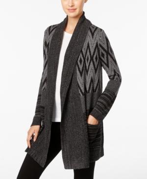 Style & Co. Mixed-pattern Open-front Cardigan, Only At Macy's