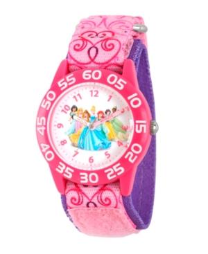 Disney Princess Jasmine, Sleeping Beauty, Belle, Cinderella, Ariel, Snow White And Tiana Girls' Pink Plastic Time Teacher Watch