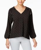 Ny Collection Ruffled Dot-print Blouse