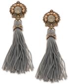 Marchesa Gold-tone Crystal & Imitation Pearl Tassel Drop Earrings