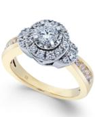 Diamond Cluster Halo Ring (1 Ct. T.w.) In 14k Gold & White Gold