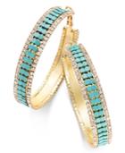 Thalia Sodi Gold-tone Turquoise-color Mesh And Crystal Hoop Earrings, Only At Macy's
