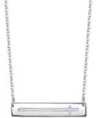 Unwritten East-west Cross Horizontal Bar 18 Pendant Necklace In Sterling Silver