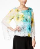Alfani Petite Embellished Angel-sleeve Bubble Top, Only At Macy's