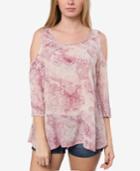 O'neill Juniors' Anderson Printed Cold-shoulder Top