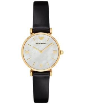 Emporio Armani Women's Gianni T-bar Black Leather Strap Watch 32mm Ar1910
