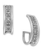 Diamond Earrings, 10k White Gold Diamond J Hoop Earrings (1/10 Ct. T.w.)