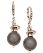 Inc International Concepts Gold-tone Gray Imitation Pearl Drop Earrings, Only At Macy's