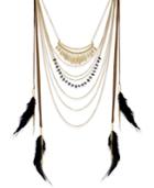 Inc International Concepts Gold-tone Black Feather Statement Necklace, Only At Macy's