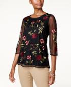 Charter Club Embroidered Illusion Top, Created For Macy's