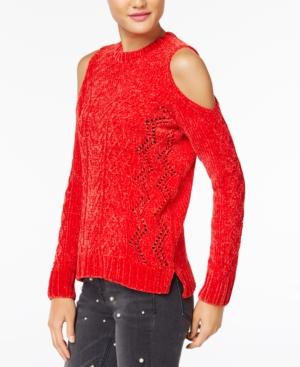 Xoxo Juniors' Pointelle Cold-shoulder Sweater