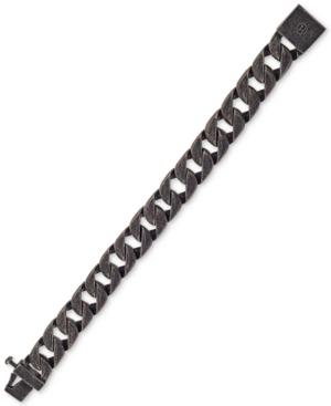Esquire Men's Jewelry Antique-look Wide Curb-link Bracelet In Stainless Steel, Only At Macy's