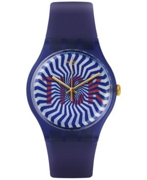 Swatch Unisex Swiss Ti-ock Blue Silicone Strap Watch 41mm Suon119