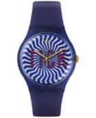 Swatch Unisex Swiss Ti-ock Blue Silicone Strap Watch 41mm Suon119