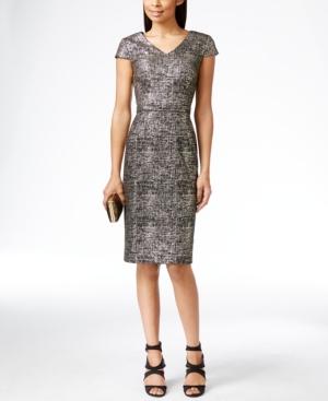 Betsey Johnson Metallic-print Midi-length Sheath