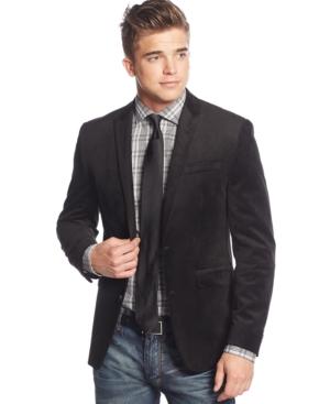 Bar Iii Black Velvet Slim-fit Sport Coat