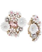 Betsey Johnson Gold-tone Flower Cluster Clip-on Stud Earrings