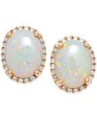 Opal (2 Ct. T.w.) And Diamond (1/6 Ct. T.w.) Stud Earrings In 14k Rose Gold