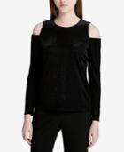 Calvin Klein Velvet Cold-shoulder Top