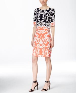 Inc International Concepts Printed Colorblocked Sheath Dress, Only At Macy's