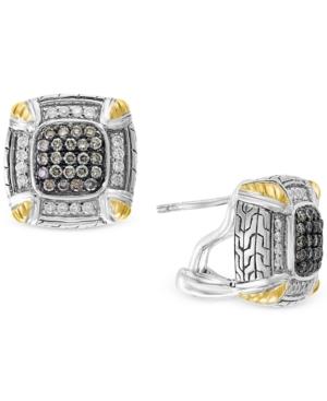 Effy Diamond Cluster Stud Earrings (3/4 Ct. T.w.) In Sterling Silver & 18k Gold