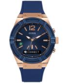 Guess Men's Analog-digital Connect Blue Silicone Strap Smartwatch 45mm C0001g1