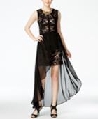 Morgan & Company Juniors' Lace Chiffon-overlay Dress