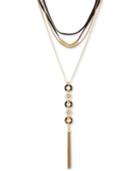 Lucky Brand Gold-tone Tortoise-look Multi-layer Choker Lariat Necklace, 13-1/2+ 1 Extender