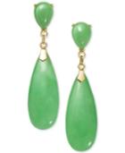 Jadeite Drop Earrings In 10k Gold
