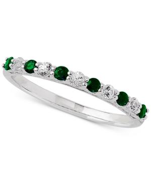 Emerald (1/4 Ct. T.w.) & White Sapphire Ring (1/4 Ct. T.w.) In 14k White Gold