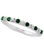 Emerald (1/4 Ct. T.w.) & White Sapphire Ring (1/4 Ct. T.w.) In 14k White Gold