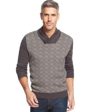 Geoffrey Beene Shawl-collar Diamond-print Sweater