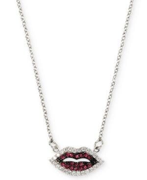 Betsey Johnson Silver-tone Lips Pendant Necklace