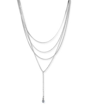 Thalia Sodi Silver-tone Crystal & Stone Multi-layer 16 Lariat Necklace, Created For Macy's