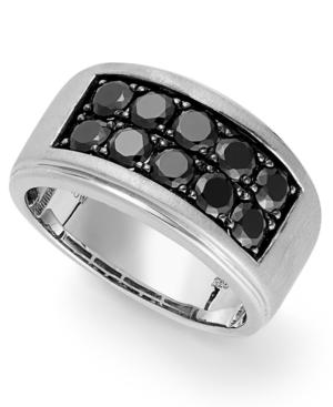 Men's Sterling Silver Ring, Black Sapphire Two-row Ring (1-1/2 Ct. T.w.)