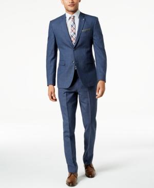 Original Penguin Men's Slim-fit Stretch Medium Blue Plaid Suit