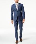 Original Penguin Men's Slim-fit Stretch Medium Blue Plaid Suit